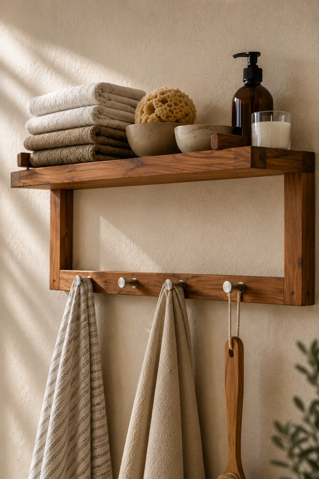 Handcrafted Teak Hanging Shelf