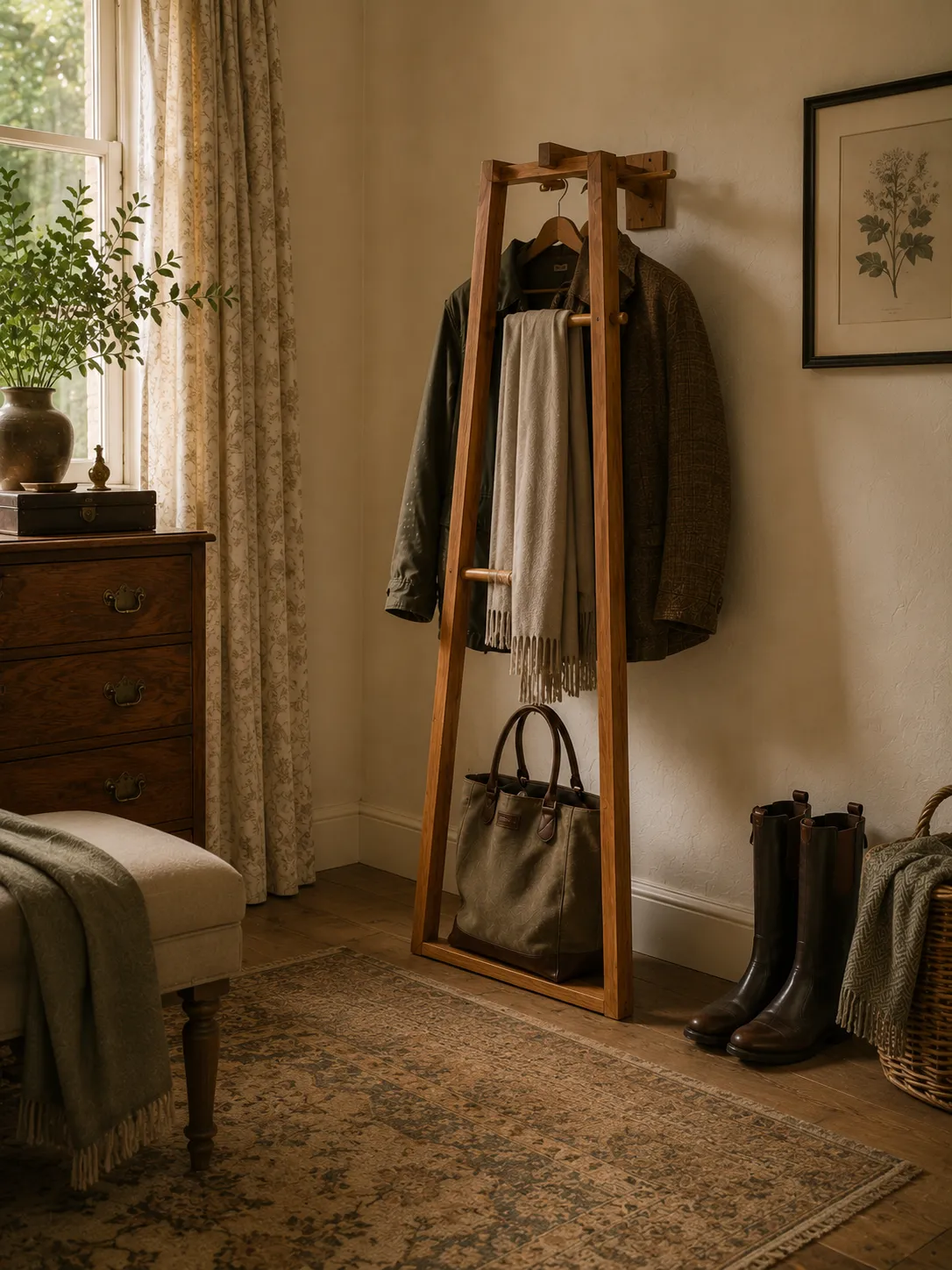 Teak Standing Clothes Rack