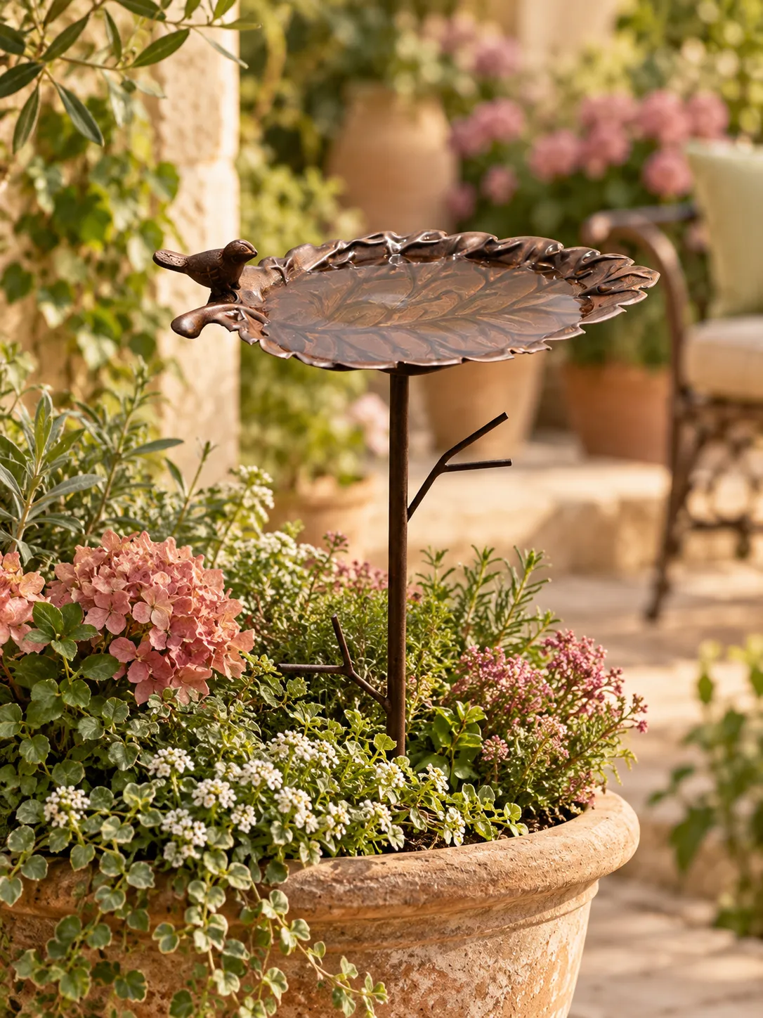 Iron Bird Bath and Feeder